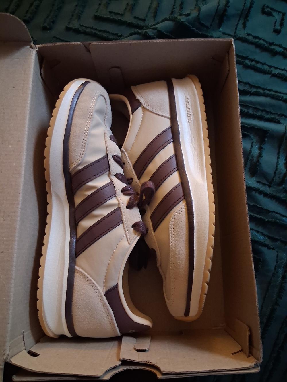 adidas Cream and Brown Retro Trainer Sneakers
